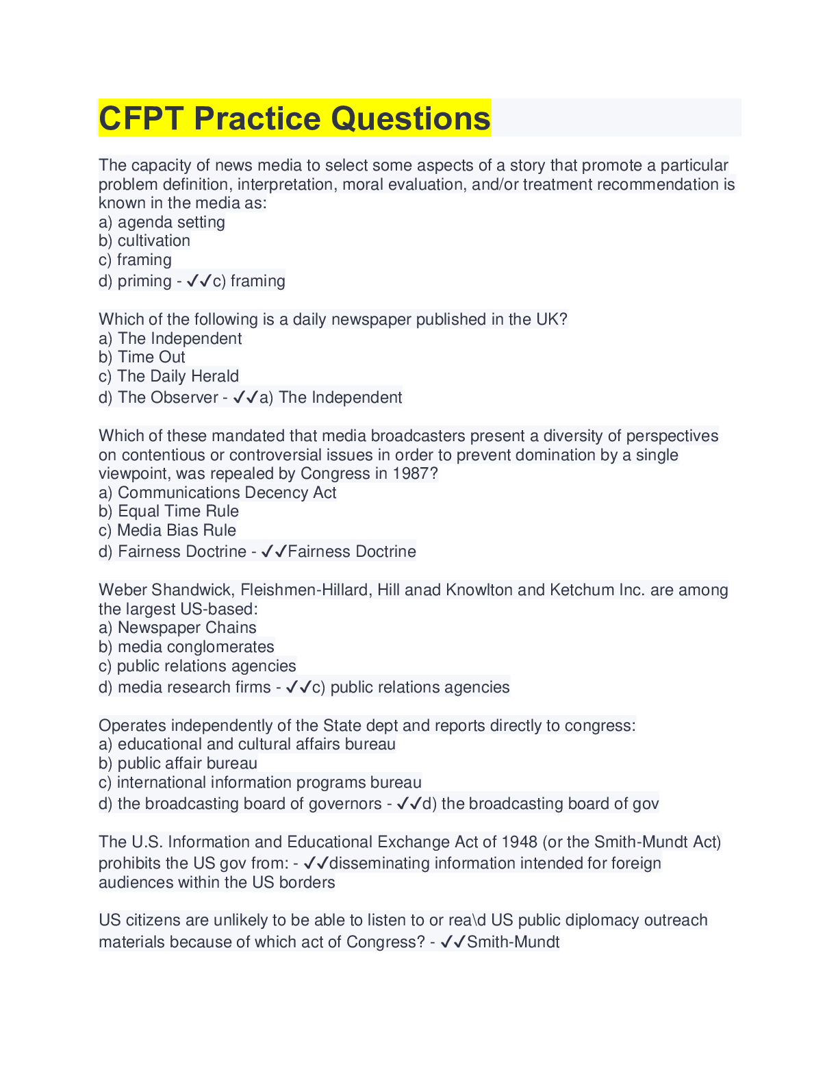 Preview image for CFPT Practice Questions | 414 Questions with 100% Correct Answers